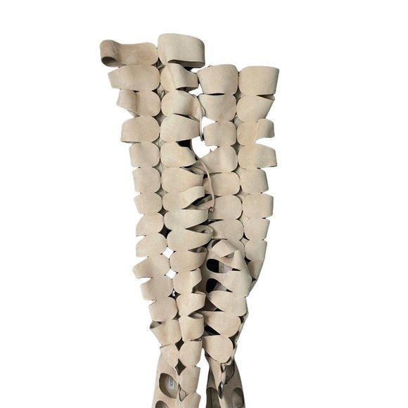 Nude Caged Thigh High Stiletto Boots - Picture 4 of 5